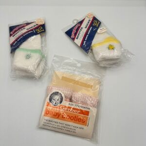 Vintage 1980s Gerber Goldbug Baby Booties Bootee Socks Lot 3 Pairs New 0-24M